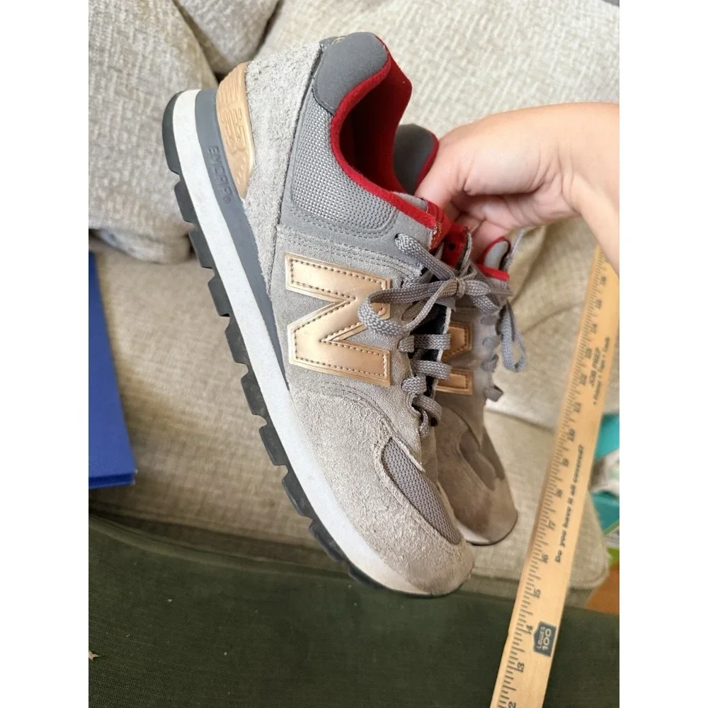 New Balance 574 ML574DYK Castlerock/White/Gold Men's Suede Low Top
